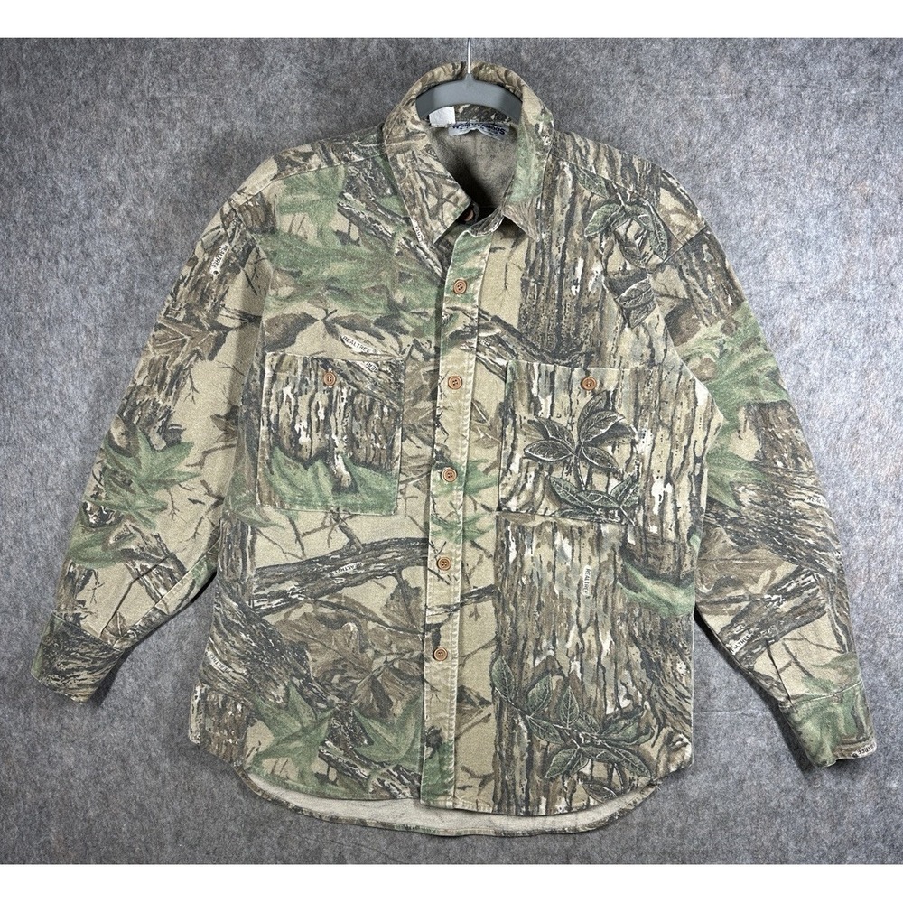 Vintage World Famous Sports Realtree Camo Chamois Shirt Mens M USA